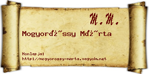 Mogyoróssy Márta névjegykártya