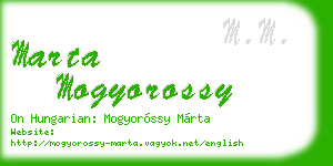 marta mogyorossy business card